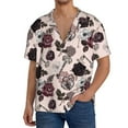 thumbnail image 3 of KLL Retro Red Black Roses Print Men's Shirt Short Sleeve Button Down Summer Cuba Beach Shirts- 3X-Large, 3 of 7