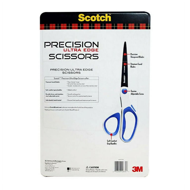 Scotch Scissors 3M 8 inch Precision Ultra Edge Titanium Blades Soft Grip 3  pack