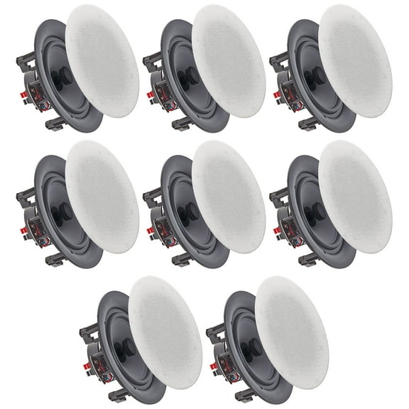 Vaiyer 5.25 Inch 8 Ohm 175 Watt In-Ceiling Speakers Set of 8 Flush Mount Black