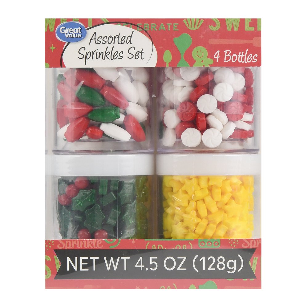 Great Value Assorted Holiday Sprinkles Set, 4.5 oz, 4 Count Walmart