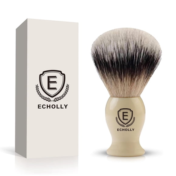 Brocha de afeitar ECHOLLY de cerdas sintéticas con mango blanco