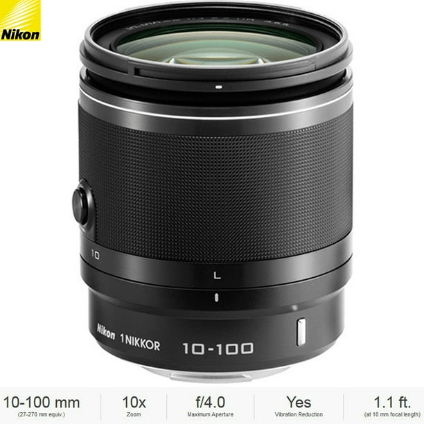 Nikon 1 Nikkor 10 100mm F 4 0 5 6 Vr Lens Black 3326b Certified Refurbished Walmart Com Walmart Com