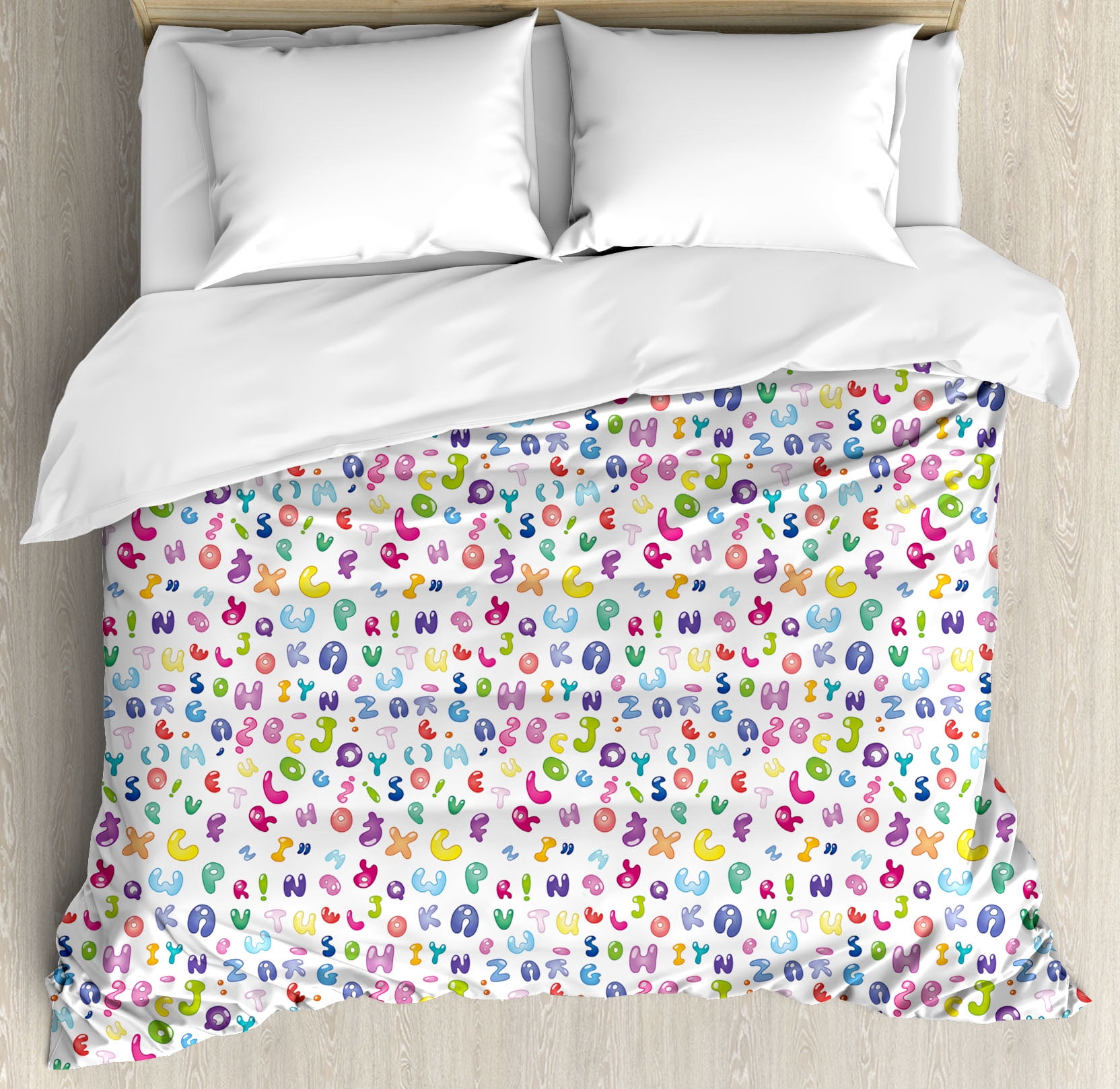 Kids Duvet Cover Set Cute Colorful Alphabet Abc Bubble Letters Kids Duvet Cover Set Cute Colorful Alphabet Abc Bubble Letters Doodle Style Fun Childish Nursery Design Decorative Bedding With Pillow Shams