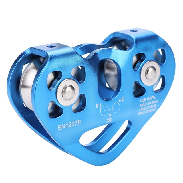 Equipo de escalada en roca para exteriores con carrito de cable de rescate con tirolesa de doble polea 30KN (azul) YUNYI BRAND Deportes