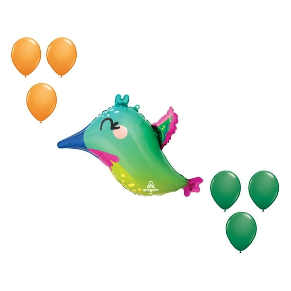 LOONBALLOON 25 Inch Std Shape Colorful Hummingbird Balloon Medium Shape Set (6x latex)
