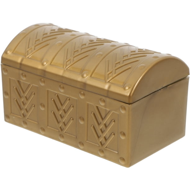 ColoMX Cofre del Tesoro de Metal Vintage Rectangular, joyero para niñas y mujeres, caja de almacenamiento de baratijas doradas pequeñas y elegantes para recuerdos