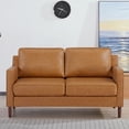 thumbnail image 2 of A&D Home Sedona Camel Faux Leather Modern Loveseat, Upholstered Contemporary Sofa Couch, 2 of 8