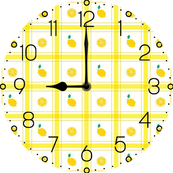 Eveokoki Round Wall Clock Silent Non-Ticking Battery Operated Clock 10 Inch, Lemon Home Decor for Living Room, Kitchen, Bedroom, and Office