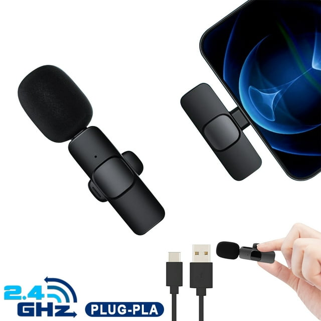 Microphone Cravate Sans Fil, Micro à Revers Sans Fil pour YouTube, Diffusion en Direct Facebook, Enregistrement Audio/vidéo Compatible avec iPhone/iPad, Micro à Synchronisation Automatique pour Vlogueurs, Entrevue