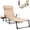 Beige, variant on Adjustable Sunshade Lounge Chair with Removable Pillow, 4-Position Tanning Chair with Cup Holders and Side Trays for Beach, Pool, Patio, Garden