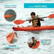 Lifetime Wave Youth 6 ft Sit-On-Top Kayak with Paddle, Orange (90154)