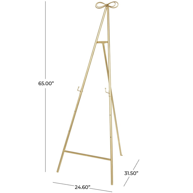 DecMode 16 x 54 White Metal Tall Adjustable Minimalist Display Stand 2  Tier Easel with Chain Support, 1-Piece