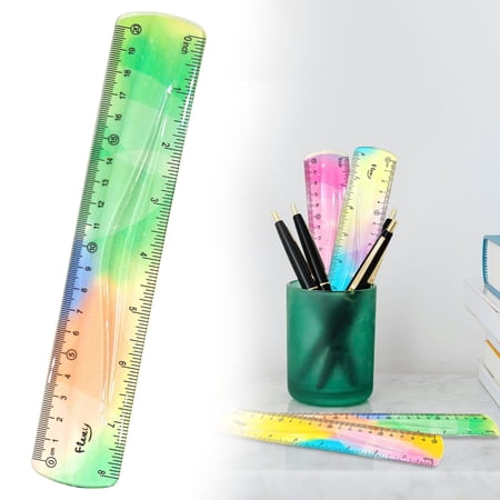 Souew 8 Inch Flexible Ruler Bendable Plastic Ruler Soft Bendable Gradient Colour Rulers with Centimeters and Inches for Student Schol Classroom Office Supplies