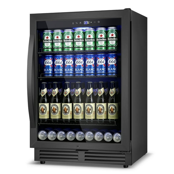 TITTLA 24 inch Beverage Refrigerator Cooler,190 Can Beverage Wine Cooler Under Counter,Black