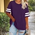 thumbnail image 2 of Tnhcen Women's Plus Size Crew Neck Striped Sleeve Loose Fit Graphic T Shirt XL-5XL, Spring Summer Casual Basic Loose T-Shirt with 95% Polyester 5% Spandex Stretchy Fabric, 2 of 5