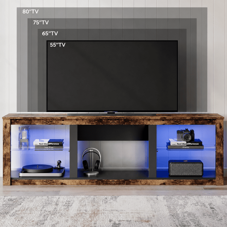 Bestier Farmhouse TV Stand for 75" TVs, Rustic Brown photo 7