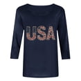 thumbnail image 4 of Vetsdori American Flag Shirts for Women Summer Casual Pullover Fourth of July Plus Size 3/4 Sleeve,Red White and Blue Independence Day Fashion Juniors Tops Crew Neck, 4 of 5