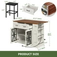 thumbnail image 6 of Uforic Kitchen Island Table with Seating & Drop Leaf, Kitchen Island with Storage & Wheels, Off-White, 6 of 9