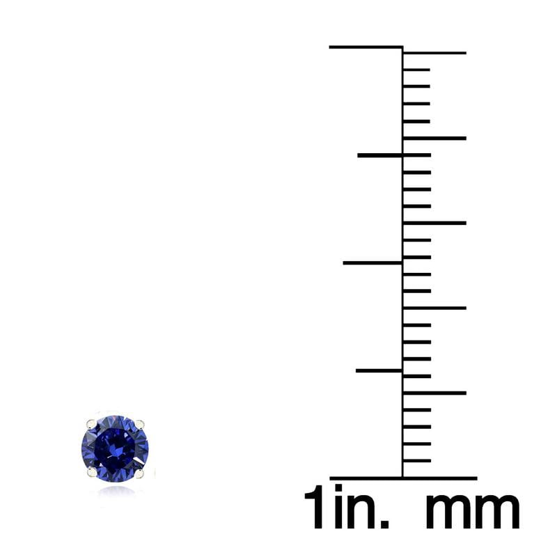 Silver Tone Simulated Tanzanite 6mm Round Solitaire Stud Earrings