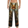 thumbnail image 2 of Picia Streamside Meditating Fox Mens Soft Woven Cotton Elastic Waistband Sleep Pajama Pant Lounge Sleep Pant With Pockets And Drawstring-XX-Large, 2 of 9