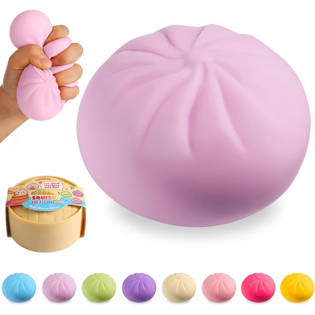 Dumpling Squishy Mystery Box, Viral Squishy Dumpling Toy, Bao Bun Squeeze Stress Relief Fidget Toys for Holiday & Birthday Gifts (Light-Purple)