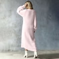 thumbnail image 6 of BRGZLK Winter Sweater Dresses for Women Trendy VNeck Solid Color Warm Cozy Casual Long Dress Button Down Side Slit Maxi Dress Pink M, 6 of 8