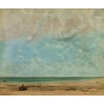 thumbnail image 2 of Gustave Courbet 17x15 Black Ornate Wood Framed Double Matted Museum Art Print Titled - Seaside Landscape (1863), 2 of 5