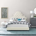 thumbnail image 2 of Modway Valentina Tufted Nailhead Velvet Queen Platform Bed in Ivory, 2 of 5