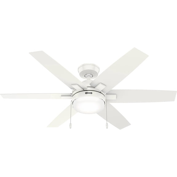 Restored Hunter Fan 52 inch White Indoor Ceiling Fan with Light and Pull Chain for Bedroom, Living Room, Dining Room, Kitchen, Office (Refurbished)
