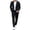 Black, variant on LEKWK Black Suits for Men Cropped Double Breasted 2 Piece Suit Slim Fit Blazer and Trousers Set Buttons Formal Business Tuxedo Jackets Party Wedding Evening Outfits