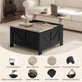 thumbnail image 4 of Alden Design Farmhouse Square Lift Top Coffee Table with Hidden Compartments, Black & Gray, 4 of 9