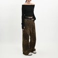 thumbnail image 5 of Pantalones vaqueros de leopardo marrón para mujer y hombre, pantalones de mezclilla para mujer, pantalones de pierna ancha, ropa de calle, Hip Hop, Vintage, 5 of 5
