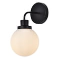 thumbnail image 3 of Hanson 1 light bath sconce in black with frosted shade, 3 of 3
