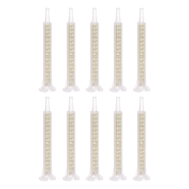 10 Piezas Epoxi Tubos Estático Mezclador, 3,27 Pulgadas Plástico Resina Mezcladora Boquilla Plana Hebilla para AB Pegamento Adhesivo Pistola Aplicador 50ml Cartuchos, Dorado Tono