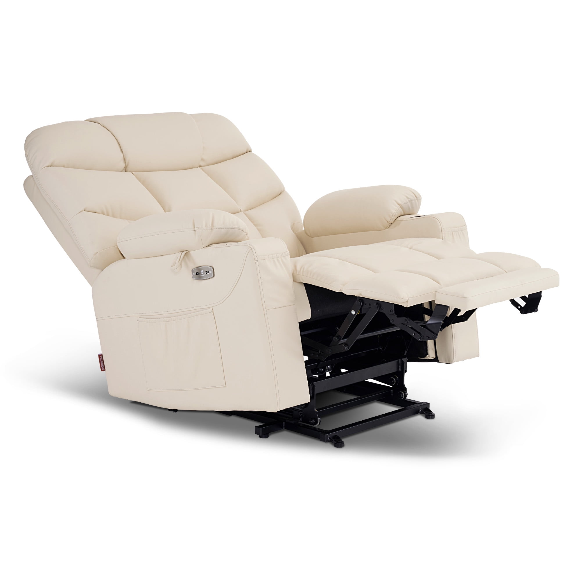 MCombo Power Lift Recliner Chair with Extended Footrest for Elderly, Faux Leather(Cream White)