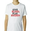 Give Blood, Play Hockey Sport Inspired Text Boys Cotton Youth T-Shirt