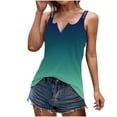 thumbnail image 2 of Gifts Usmixi Womens Tank Tops Plus Size Sexy Slim Going out Spaghetti Strap Tops Cami Shirts Summer Trendy Gradient Print U-Neck Sleeveless Shirts Blouse Green l, 2 of 6