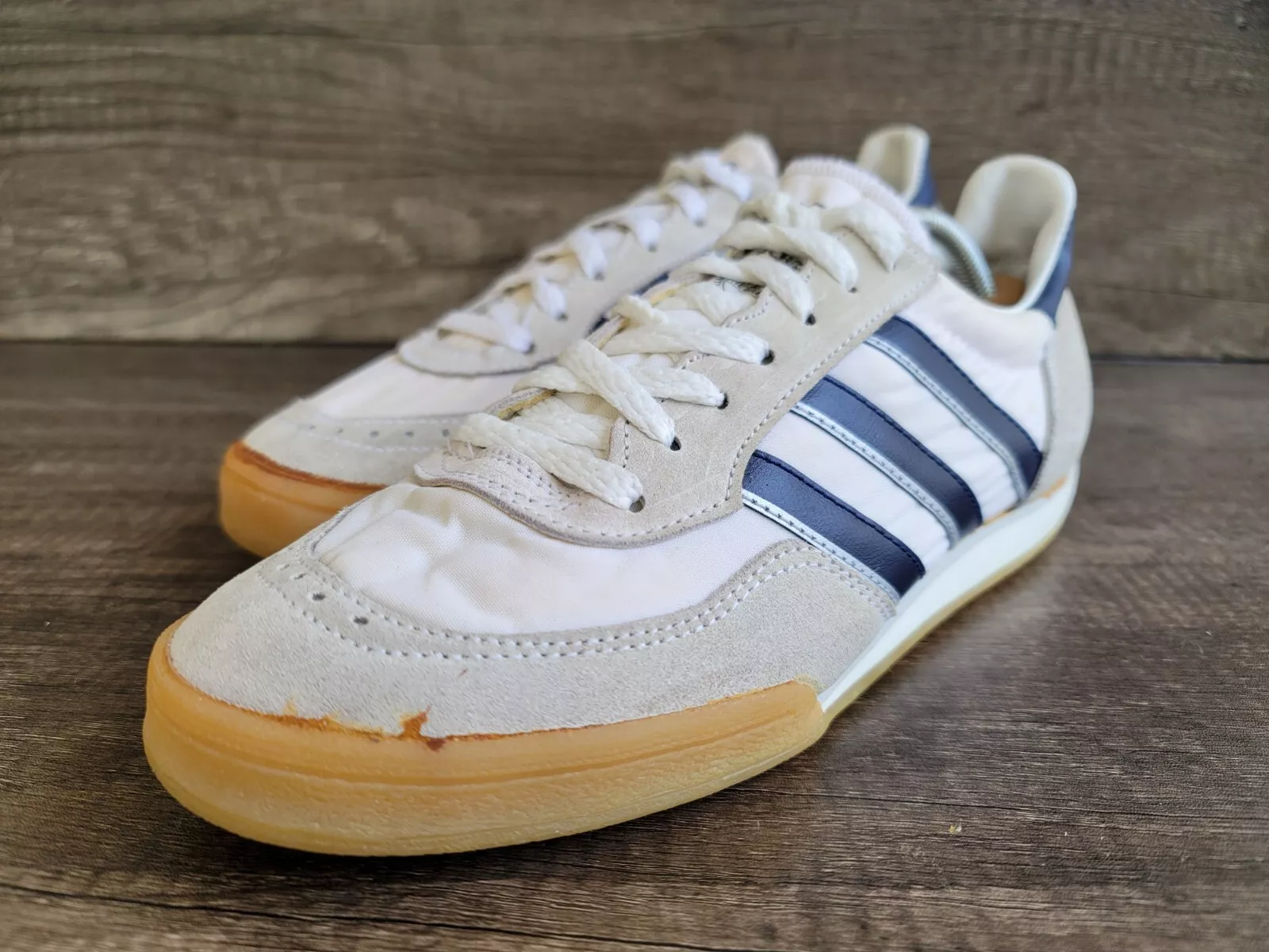 Adidas Vintage Indoor Court White Sneakers Made In Taiwan Sz