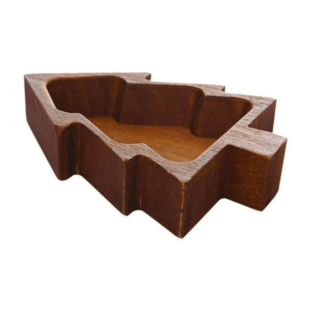 Bandeja para servir con forma de árbol de Navidad, plato de aperitivos de madera, decorativa, multiusos, para fiestas navideñas. Marrón