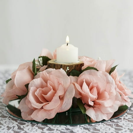 White Rose Scent Candle BalsaCircle 8 Silk Roses Flowers Candle Rings - DIY Home Wedding Party Artificial Bouquets Arrangements Centerpieces ()