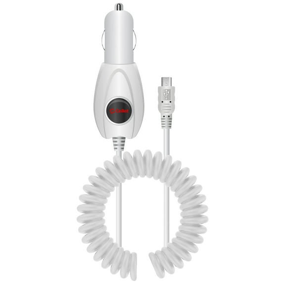 Cellet - 5 Watt (1 Amp) Micro USB Car Charger with 5.7 ft Coiled Cable