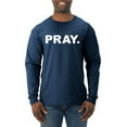thumbnail image 1 of Wild Bobby Pray. Inspirational/Christian Men Long Sleeve Shirt, Vintage Heather Navy, X-Large, 1 of 5