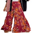thumbnail image 1 of Femmes Boho Beach Pants Taille Haute Décontracté Évasé Jambe Large Droite Impression Beach Pants, 1 of 5