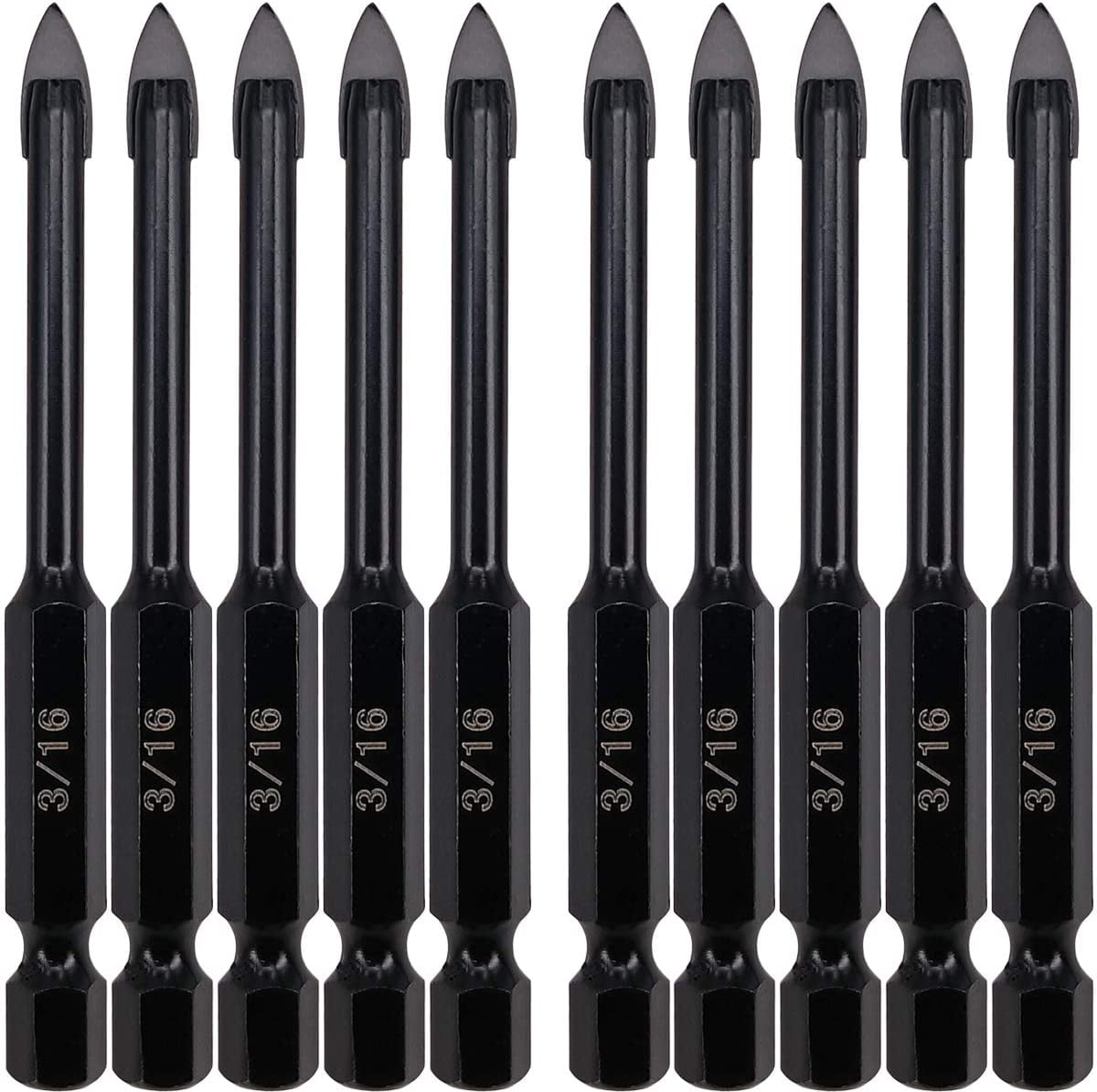Cinderblock and Wood Carbide Tipped Cutter Plastic Cement Hymnorq Masonry Drill Bits 10PC Set 5 Sizes 1/8 1/4 5/16 3/8 and 1/2 Inch Brick Packed in Storage Case for Ceramic Tile Terracotta Concrete