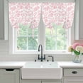 thumbnail image 5 of Pastoral Flowers Tie Up Curtain 63 Inches Long, Vintage Red Flower Farmhouse Plant Balloon Style Kitchen Window Curtain Over Sink, Small Window Rod Pocket Curtain 52"x63", 5 of 9