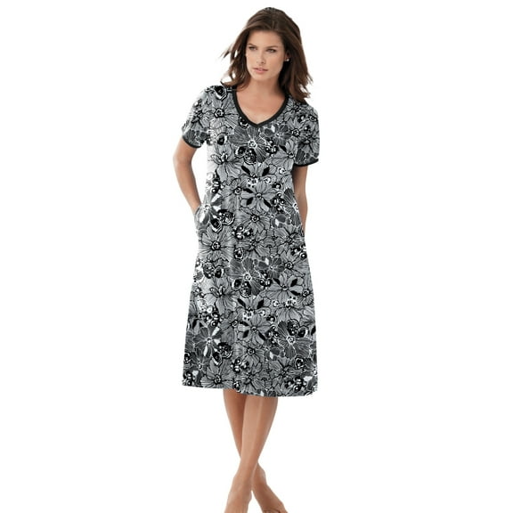 Dreams & Co. Plus Size V-Neck Short Sleeve Short T-Shirt Lounger