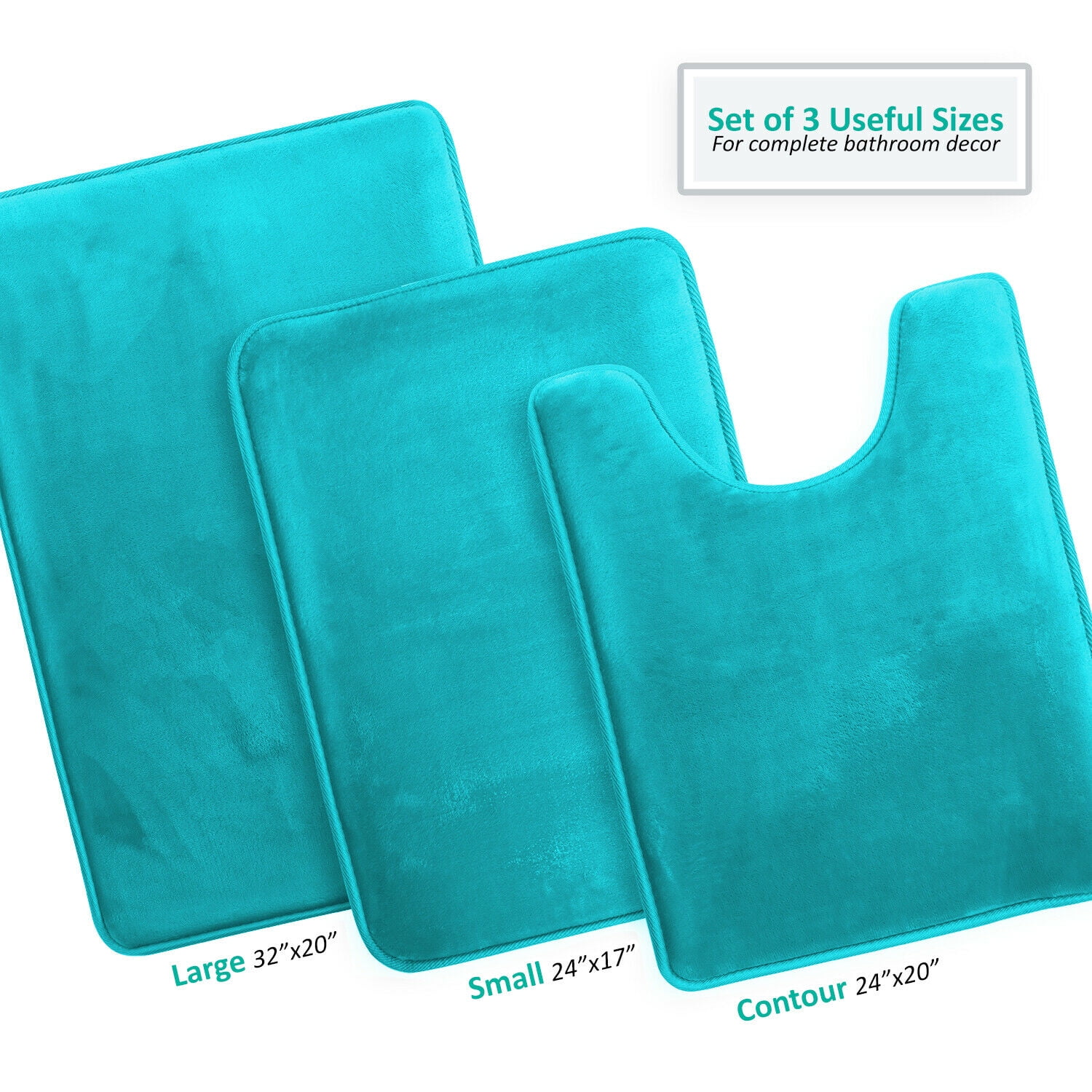 YouLoveIt 3pcs Memory Foam Bath Mat Bathroom Rugs Bathroom Bath Rug Set Lid Cover Soft Absorbent Bath Rugs Shower Mat Bathroom Rugs