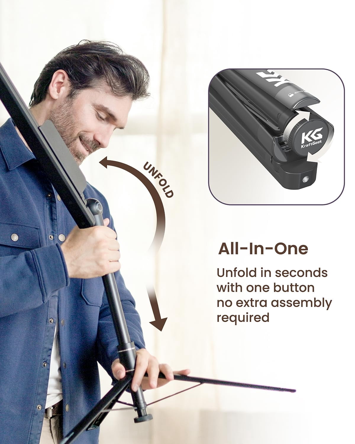 KraftGeek 66" Capsule Music Stand, Portable and Folding Music Stand with Adjustable Music Tray,Black