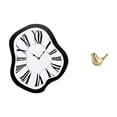 thumbnail image 1 of Reloj de pared acrílico distorsionado con escultura de pájaro dorado. Figura de reloj derretido, única y creativa, adorno de lujo para decoración del, 1 of 8