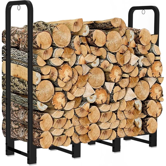 Support de Bois de Chauffage Robuste Porte-Bûches Support pour Foyer Extérieur Intérieur Mat